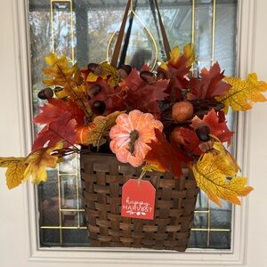 Happy Harvest Door Hanging Basket Fall Foliage NEW